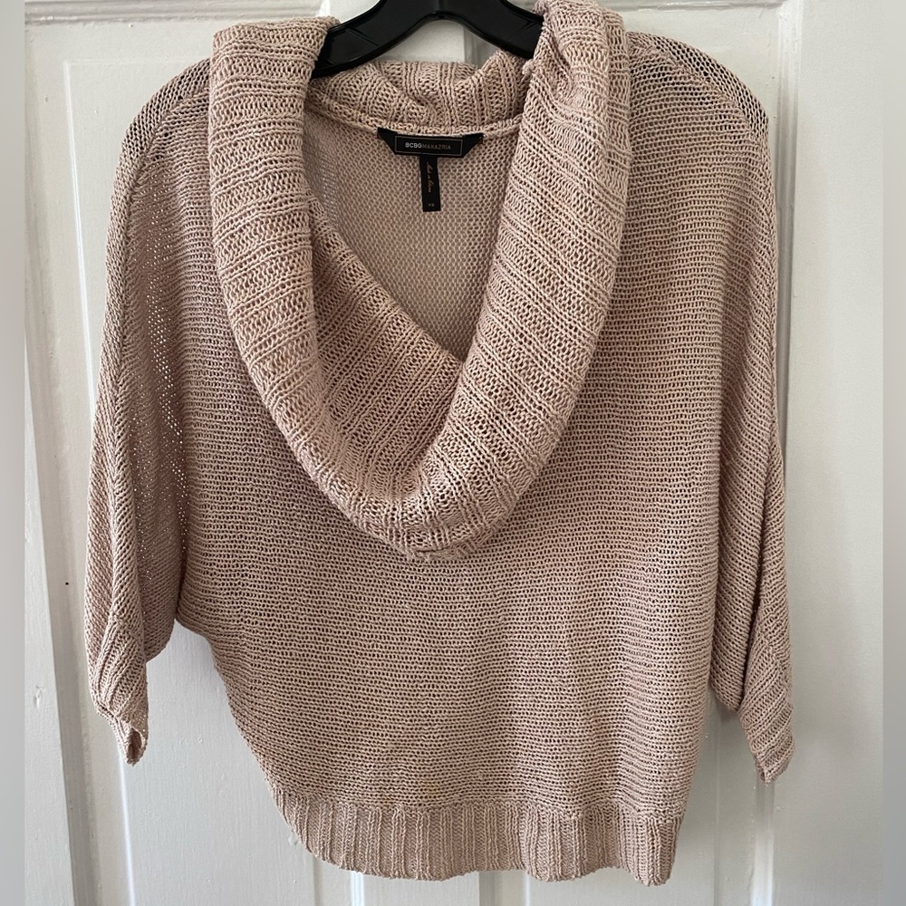 BCBG Maxazria cowl neck, oatmeal, XS
